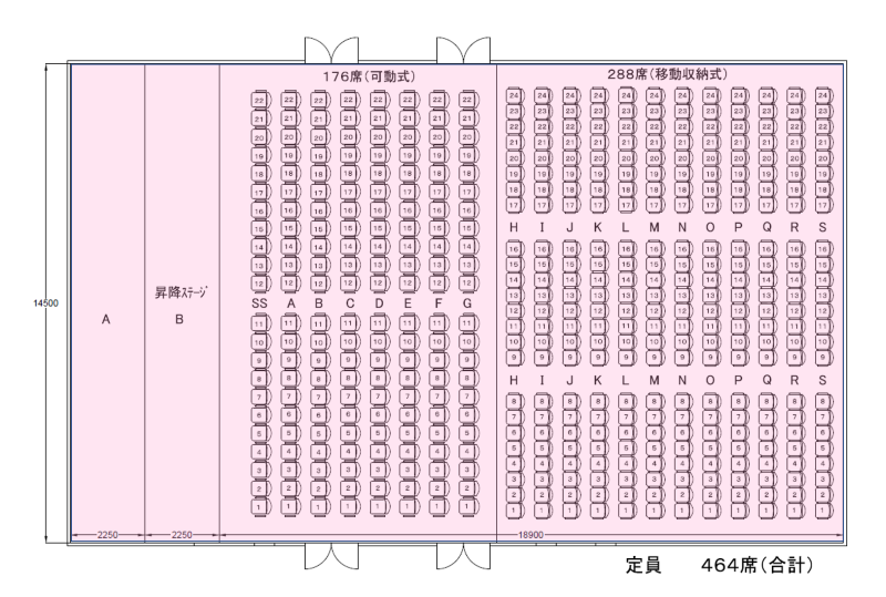 ホールレイアウト（定員464名）